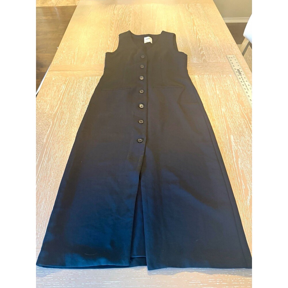 Abercrombie & Fitch Women's Black Sleeveless V-Neck Midi A-Line Dress M